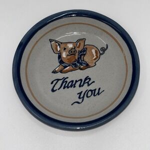 Louisville Stoneware Pottery Precious Pig Blue Bandana Grateful Piglet Thank You